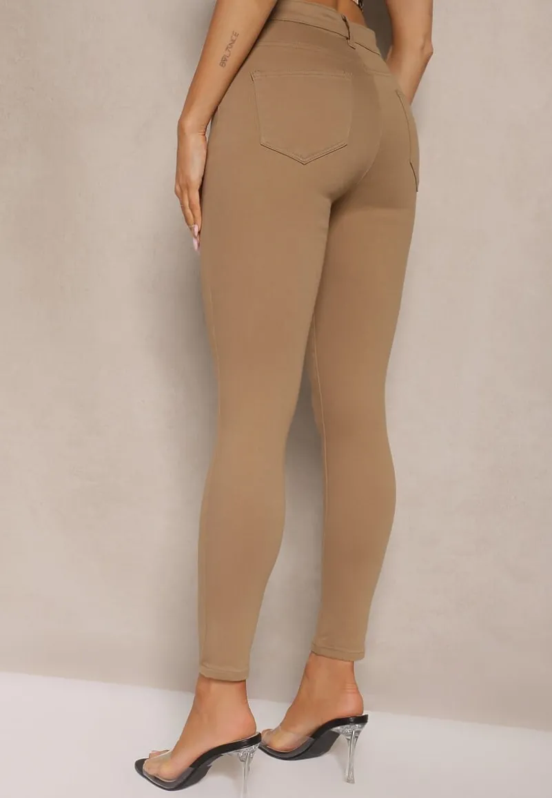 Ciemnobeżowe Spodnie Skinny Winvienne