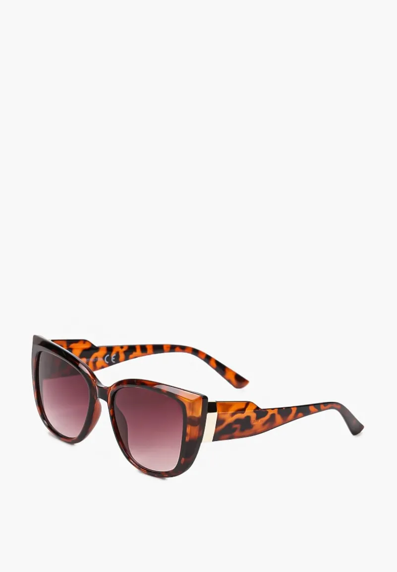 Ciemnobrązowe Okulary w Stylu Cat Eye z Masywnymi Oprawkami Amsesoa