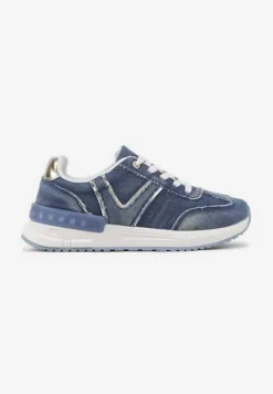Ciemnoniebieskie Sneakersy na Grubej Podeszwie Zdobione Przetarciami Ninilitia
