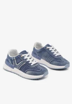 Ciemnoniebieskie Sneakersy na Grubej Podeszwie Zdobione Przetarciami Ninilitia
