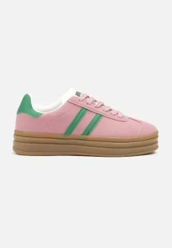 Ciemnoróżowe Klasyczne Sneakersy na Niewysokiej Platformie Terilee