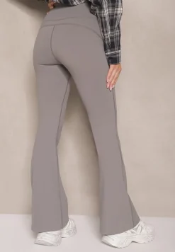 Ciemnoszare Legginsy Dzwony High Waist Korivienne