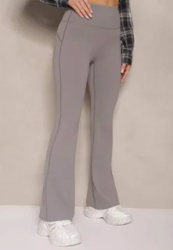 Ciemnoszare Legginsy Dzwony High Waist Korivienne