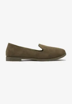 Ciemnozielone Balerinki Typu Loafersy Daphikaia