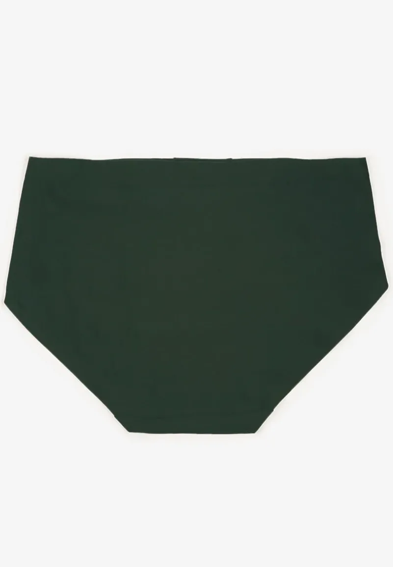 Ciemnozielone Majtki Figi High Waist z Bezszwowym Wykończeniem Kolaniris