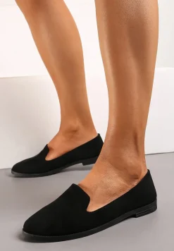 Czarne Balerinki Typu Loafersy Daphikaia