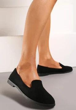 Czarne Balerinki Typu Loafersy Daphikaia
