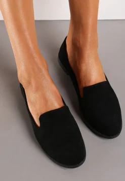 Czarne Balerinki Typu Loafersy Daphikaia