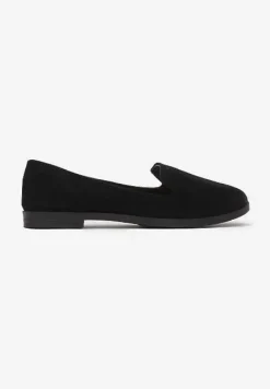 Czarne Balerinki Typu Loafersy Daphikaia
