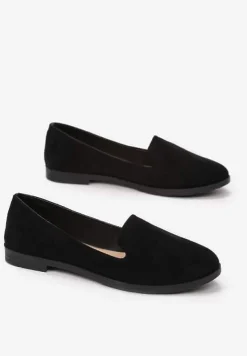 Czarne Balerinki Typu Loafersy Daphikaia