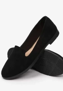 Czarne Balerinki Typu Loafersy Daphikaia