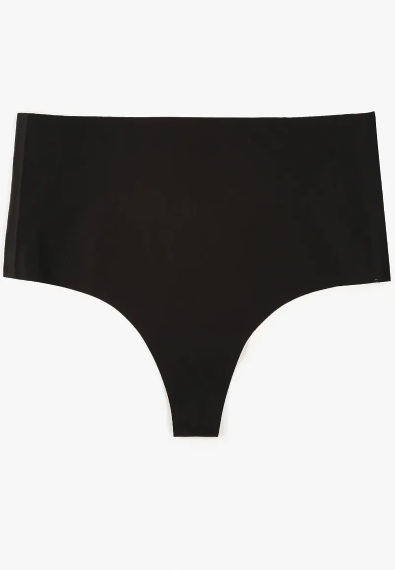 Czarne Bezszwowe Majtki High Waist Kolunea