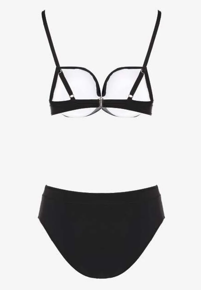 Czarne Bikini Stanik Push-Up i Klasyczne Figi Pevbia