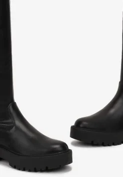 Czarne Kozaki za Kolano na Platformie Luttersa