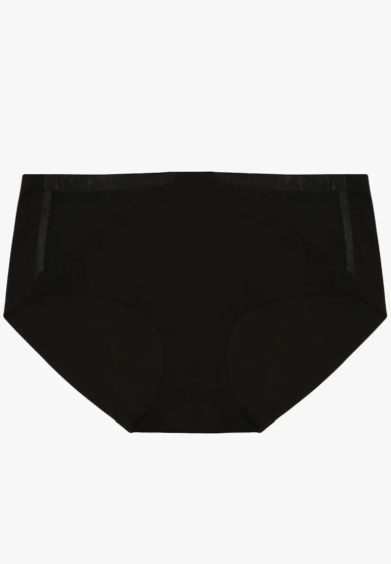 Czarne Majtki Figi High Waist z Bezszwowym Wykończeniem Kolaniris