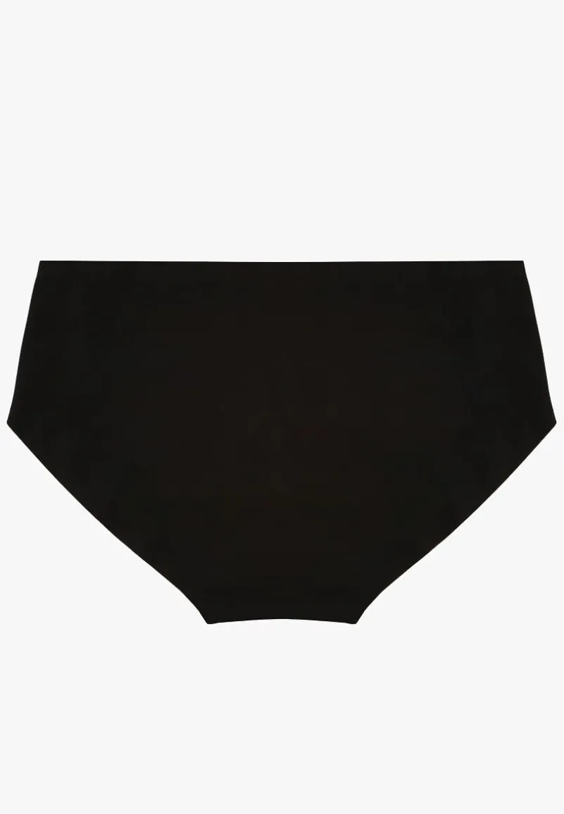 Czarne Majtki Figi High Waist z Bezszwowym Wykończeniem Kolaniris