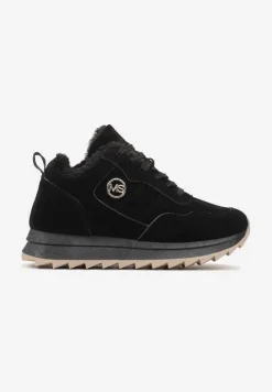 Czarne Ocieplane Sneakersy na Platformie Appopis