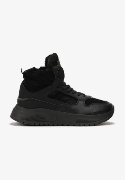 Czarne Ocieplone Sneakersy z Cholewką za Kostkę Antoun