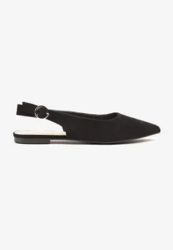 Czarne Sandały na Płaskiej Podeszwie Typu Slingback Nonarielae