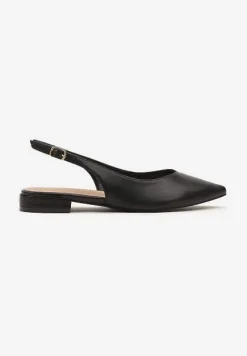 Czarne Sandały Slingback Vices z Wkładką ze Skóry Naturalnej Lisanilis