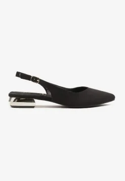 Czarne Sandały Slingback Vices z Wkładką ze Skóry Naturalnej Galeresa