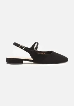 Czarne Sandały Slingback Vices z Wkładką ze Skóry Naturalnej Sovritia