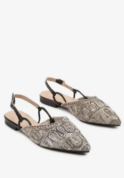 Czarne Sandały Slingback Vices z Metalicznymi Zdobieniami Janavie