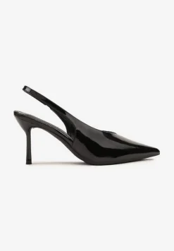 Czarne Sandały Slingback Vices na Obcasie Typu Szpilka Tilionea