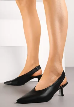 Czarne Sandały Vices na Kaczuszce Typu Slingback Liluriela