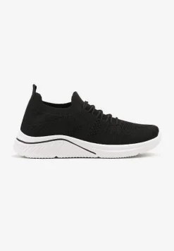 Czarne Siateczkowe Buty Sportowe Sneakersy na Zdobionej Podeszwie Talloti