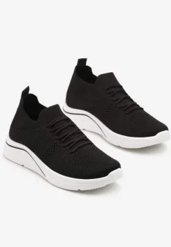 Czarne Siateczkowe Buty Sportowe Sneakersy na Zdobionej Podeszwie Talloti