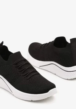 Czarne Siateczkowe Buty Sportowe Sneakersy na Zdobionej Podeszwie Talloti