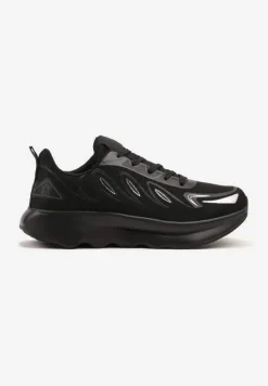 Czarne Sneakersy na Podeszwie z Pianki Zdobione Geometrycznymi Detalami Ulianavia
