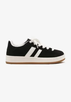 Czarne Sneakersy Ozdobione Motywem Pasków Flortewi