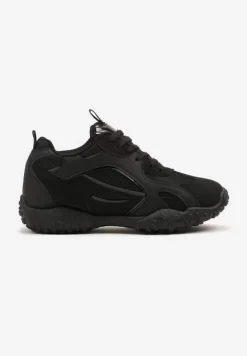 Czarne Sneakersy Ozdobione Tłoczoną Cholewką Pillitha