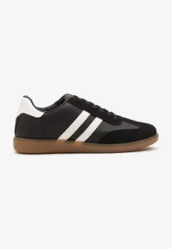 Czarne Sneakersy Typu Kultowe Tenisówki Zdobione Przeszyciami Remiana