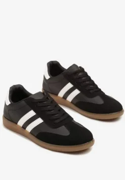 Czarne Sneakersy Typu Kultowe Tenisówki Zdobione Przeszyciami Remiana