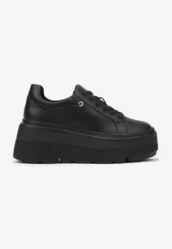 Czarne Sneakersy Vices na Grubej Podeszwie Tuliri