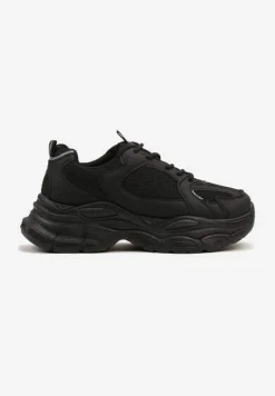 Czarne Sneakersy Vices na Platformie Ozdobione Tłoczeniem Natiselle