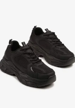 Czarne Sneakersy Vices na Platformie Ozdobione Tłoczeniem Natiselle