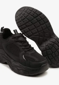 Czarne Sneakersy Vices na Platformie Ozdobione Tłoczeniem Natiselle