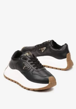 Czarne Sneakersy Vices na Platformie Ozdobione Metaliczną Aplikacją Nelviera