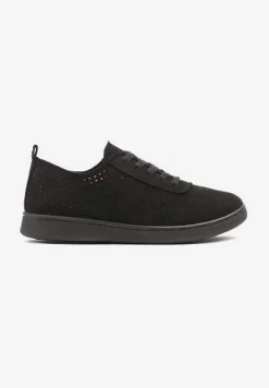 Czarne Sneakersy z Ażurowymi Wycięciami Telanoria