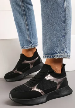 Czarne Sneakersy ze Skarpetkową Cholewką Willowa