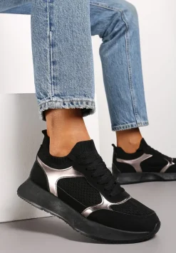 Czarne Sneakersy ze Skarpetkową Cholewką Willowa