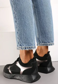Czarne Sneakersy ze Skarpetkową Cholewką Willowa