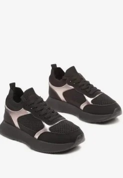Czarne Sneakersy ze Skarpetkową Cholewką Willowa