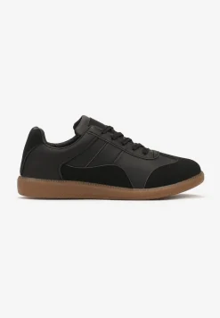 Czarne Sneakersy z Ozdobnymi Przeszyciami przed Kostkę Redala