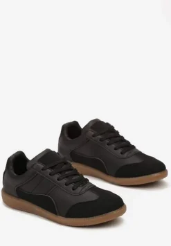 Czarne Sneakersy z Ozdobnymi Przeszyciami przed Kostkę Redala