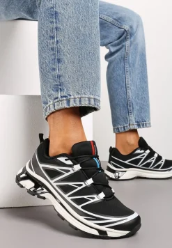 Czarne Sneakersy z Ozdobnymi Wstawkami i Ściąganą Gumką Aineri